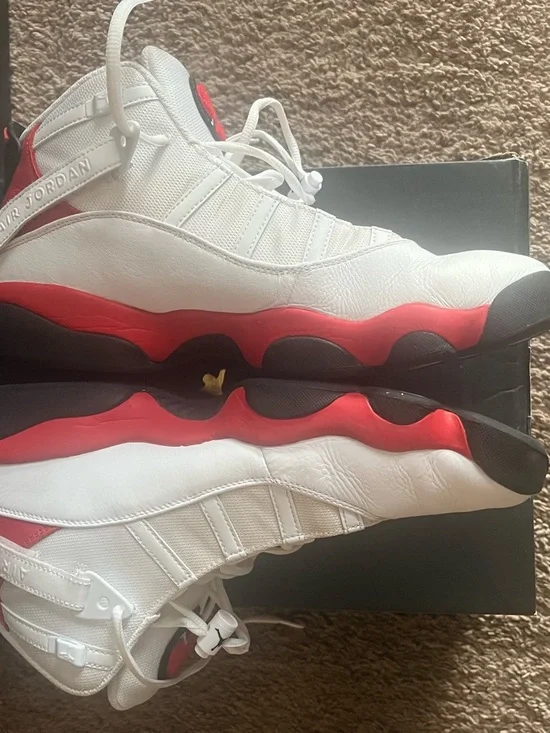 Men’s Red, Black& White Retro-Style Basketball Jordans - Picture 4 of 10